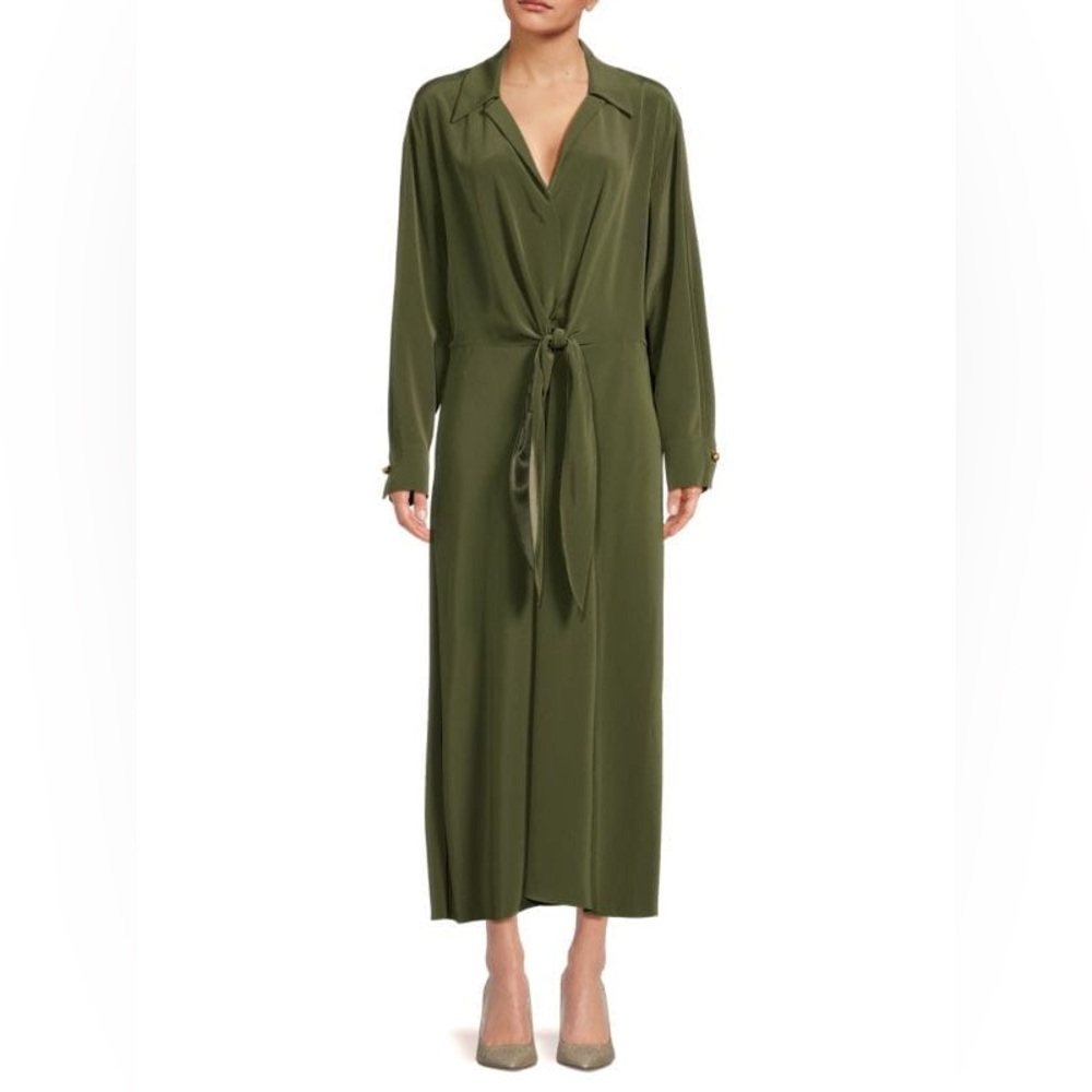 VINCE
Notched Tie-Front Midi Dress
